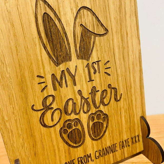 &#39;My 1st Easter&#39; Bunny Wooden Card