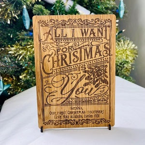 &quot;All I want for Christmas is You&quot; Wooden Xmas Card