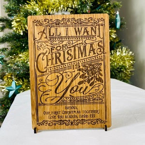 &quot;All I want for Christmas is You&quot; Wooden Xmas Card