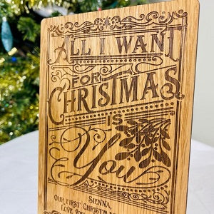 &quot;All I want for Christmas is You&quot; Wooden Xmas Card