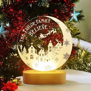 Lumière LED de Noël décorative familiale personnalisée - Believe