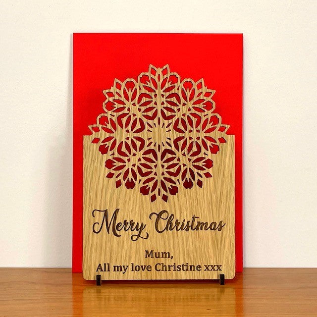Snowflake Cut Out Wooden Xmas Card