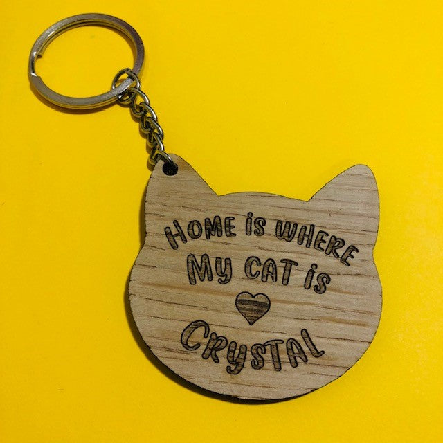 &#39;Home is where my cat it&#39; Keyring
