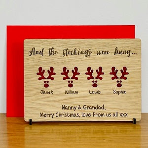 Family Names Wooden Christmas Card