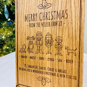 Family Christmas Card with Names &amp; Characters