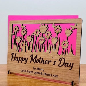 &#39;Spring Flowers&#39; Mother&#39;s Day Wooden Card