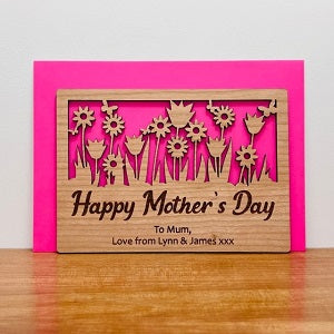 &#39;Spring Flowers&#39; Mother&#39;s Day Wooden Card