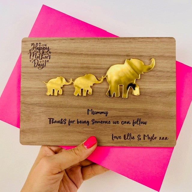 Gold Elephant Mum &amp; Baby Mother&#39;s Day Card