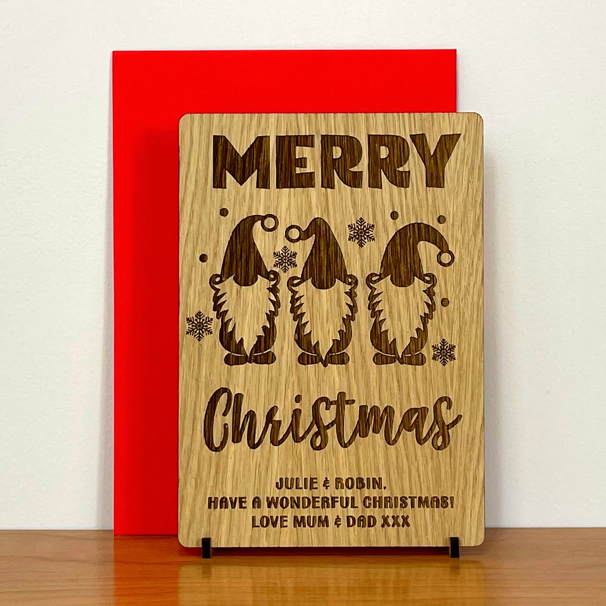 &#39;Merry Christmas&#39; Gonk Wooden Card