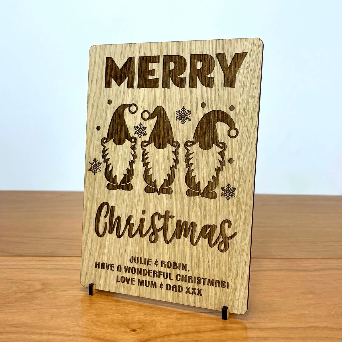 &#39;Merry Christmas&#39; Gonk Wooden Card