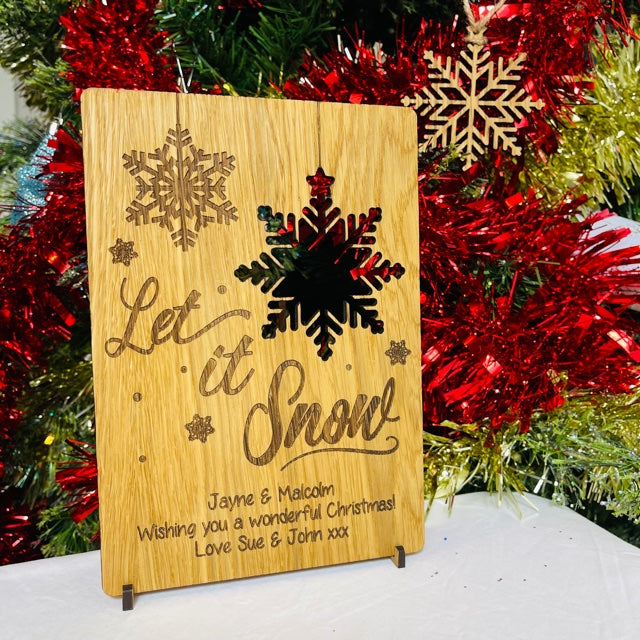 Snowflake Wooden Christmas Card with pop-out Tree Decoration