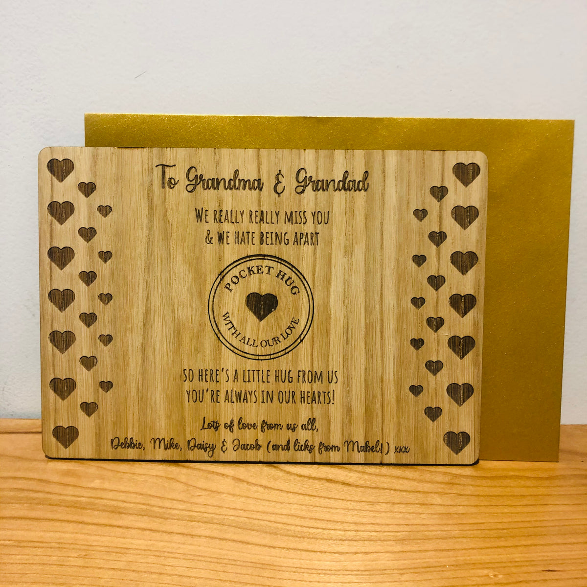 &#39;Pocket Hug&#39; Wooden Card