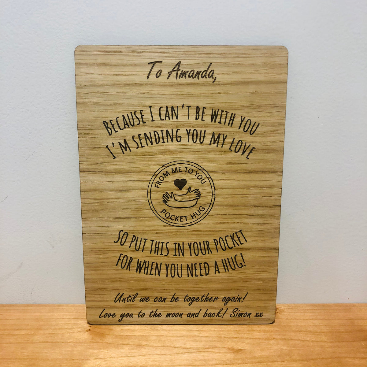 &#39;Pocket Hug&#39; Wooden Card