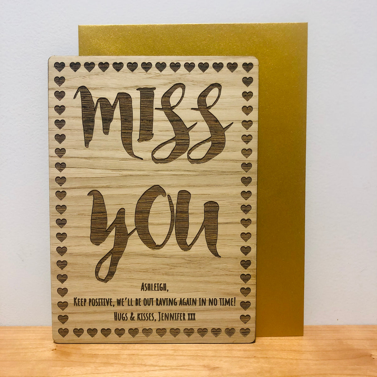 &#39;Miss You&#39; Wooden Card