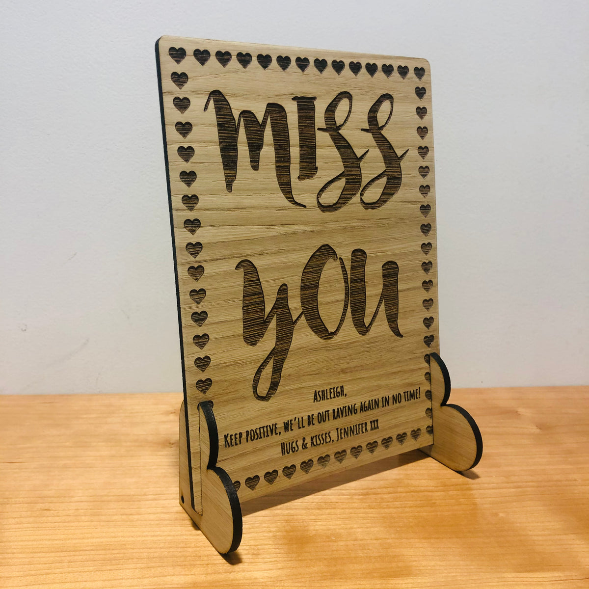 &#39;Miss You&#39; Wooden Card