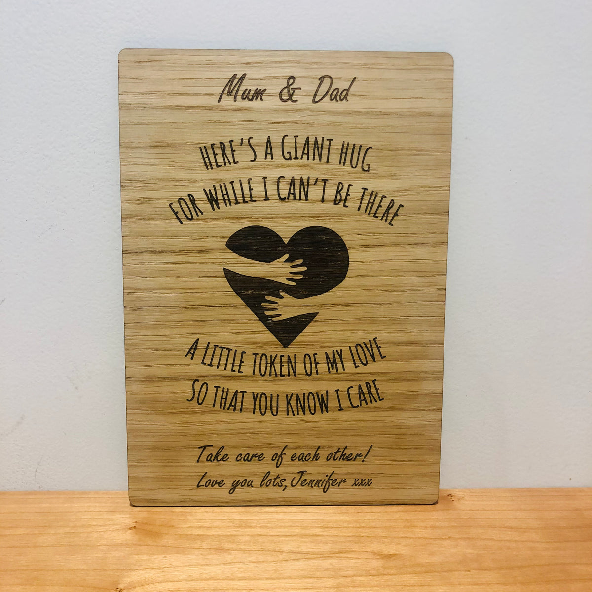 &#39;Here&#39;s a Giant Hug&#39; Wooden Card