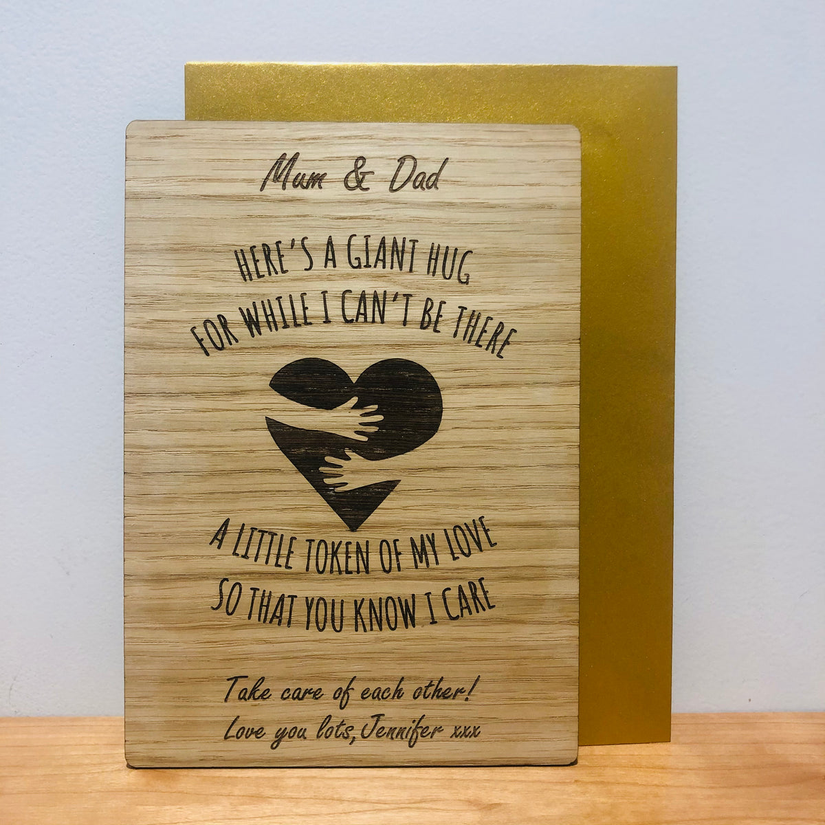 &#39;Here&#39;s a Giant Hug&#39; Wooden Card