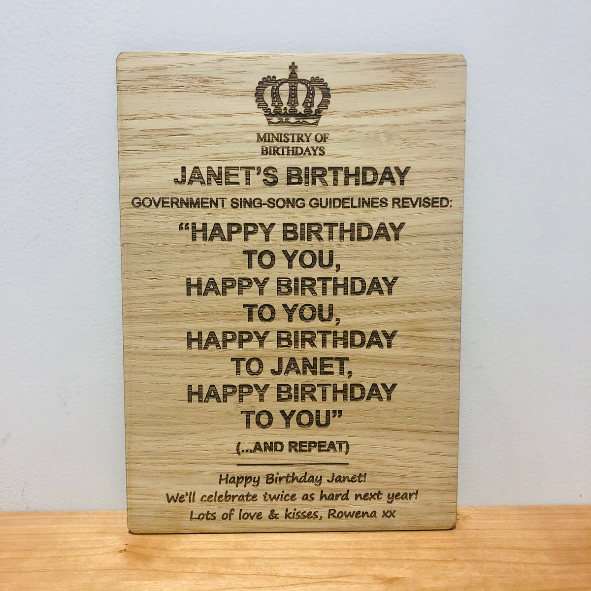 &#39;Government Sing-Song&#39; Wooden Birthday Card