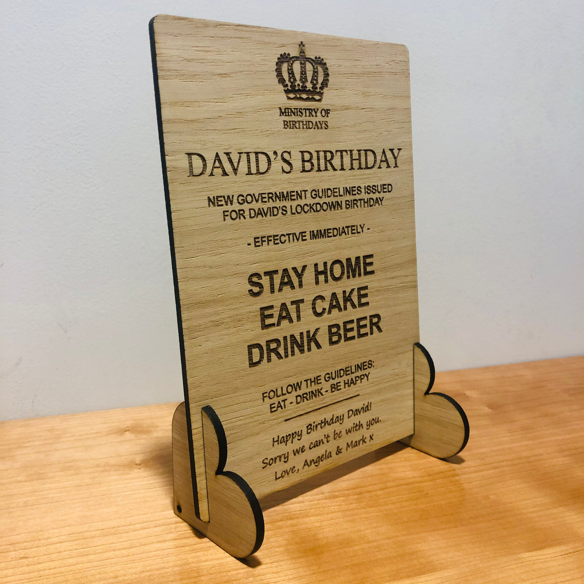 &#39;Government Guidelines&#39; Wooden Birthday Card