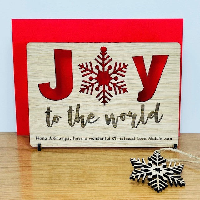 JOY Wooden Card &amp; Pop-out Snowflake Tree Decoration