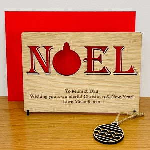 NOEL Wooden Card &amp; Pop-out Xmas Tree Decoration