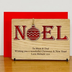 NOEL Wooden Card &amp; Pop-out Xmas Tree Decoration