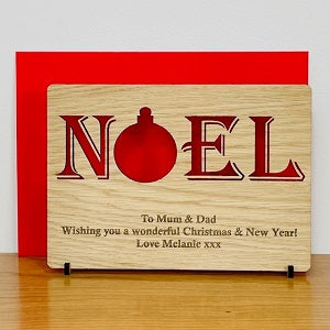 NOEL Wooden Card &amp; Pop-out Xmas Tree Decoration