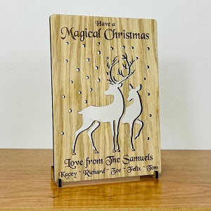 Snowy Reindeer Wooden Cut Out Christmas Card