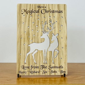 Snowy Reindeer Wooden Cut Out Christmas Card