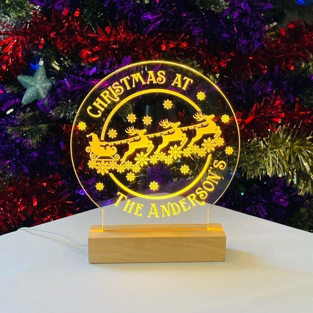 Family Decorative Christmas LED Light – Santa&#39;s Reindeer Sleigh