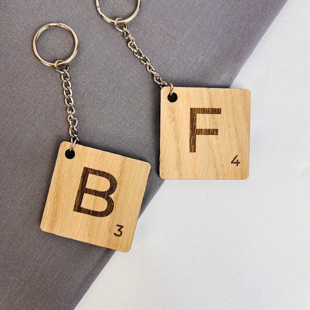 Oak Scrabble Tile Keyring