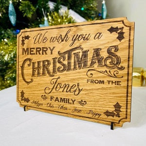 Traditional Family Wooden Christmas Card