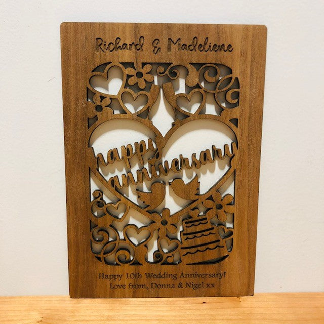 Happy Anniversary Cut Out Wooden Card