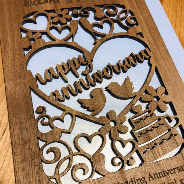 Happy Anniversary Cut Out Wooden Card