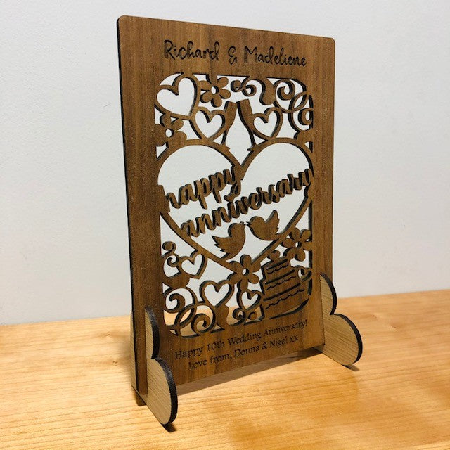 Happy Anniversary Cut Out Wooden Card