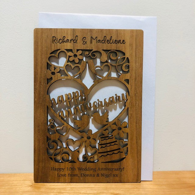 Happy Anniversary Cut Out Wooden Card