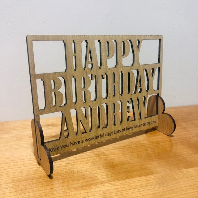 Happy Birthday Cut Out Wooden Card