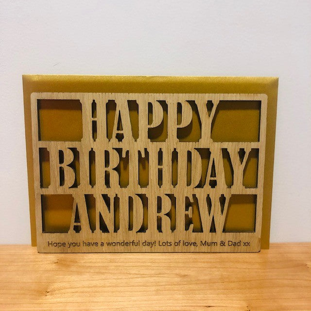 Happy Birthday Cut Out Wooden Card