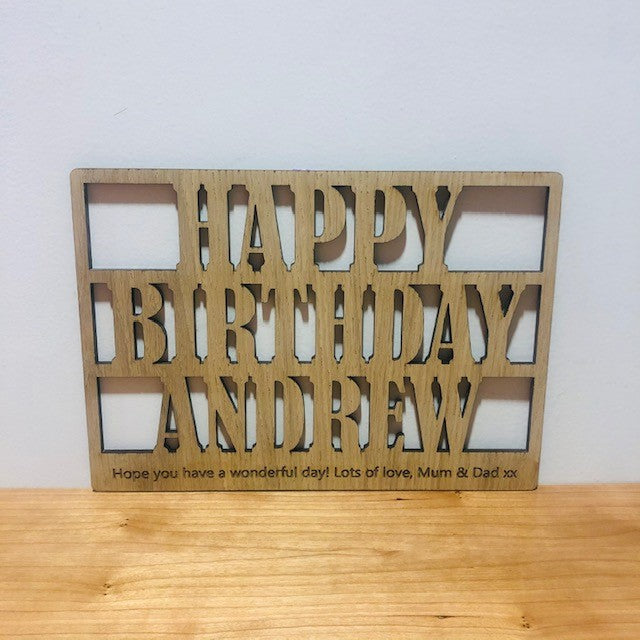 Happy Birthday Cut Out Wooden Card