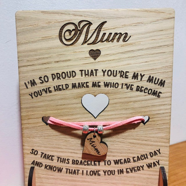 Happy Mother&#39;s Day Wooden Card &amp; Bracelet