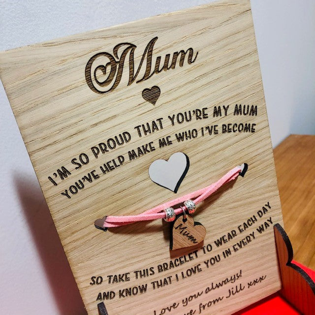 Happy Mother&#39;s Day Wooden Card &amp; Bracelet