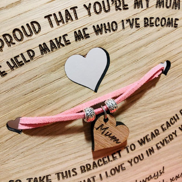 Happy Mother&#39;s Day Wooden Card &amp; Bracelet