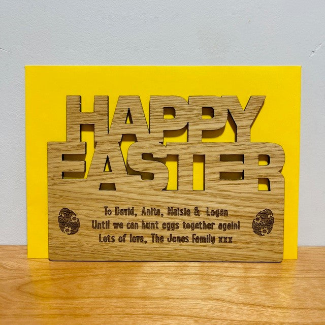 &#39;Happy Easter&#39; Cut Out Wooden Card