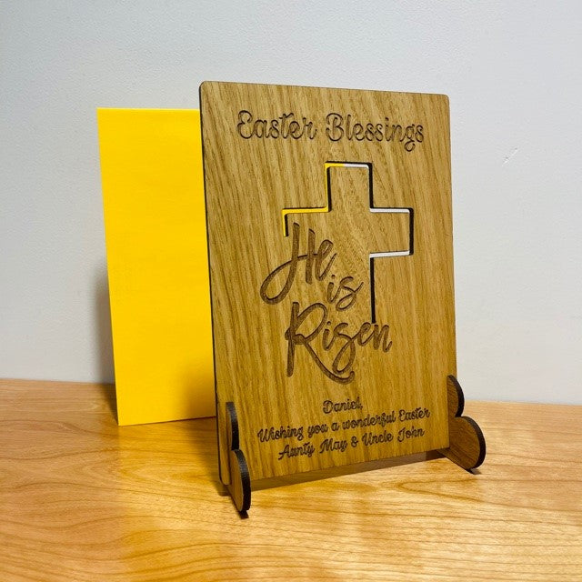 &#39;He is Risen&#39; Easter Blessing Wooden Card