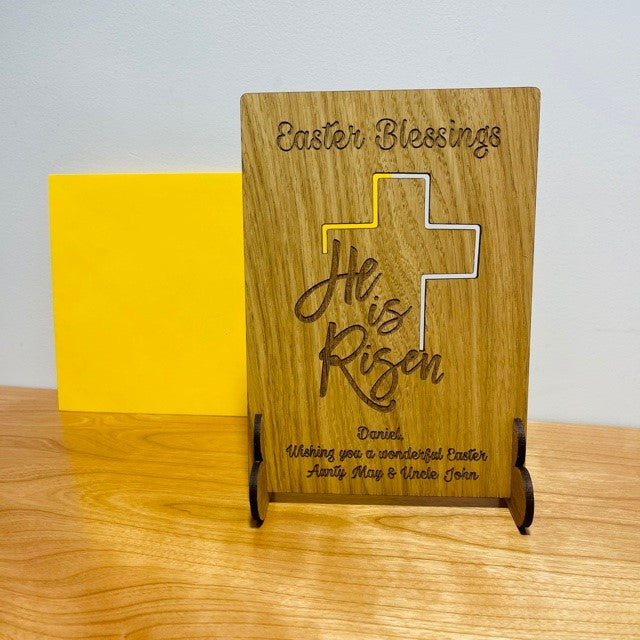 &#39;He is Risen&#39; Easter Blessing Wooden Card