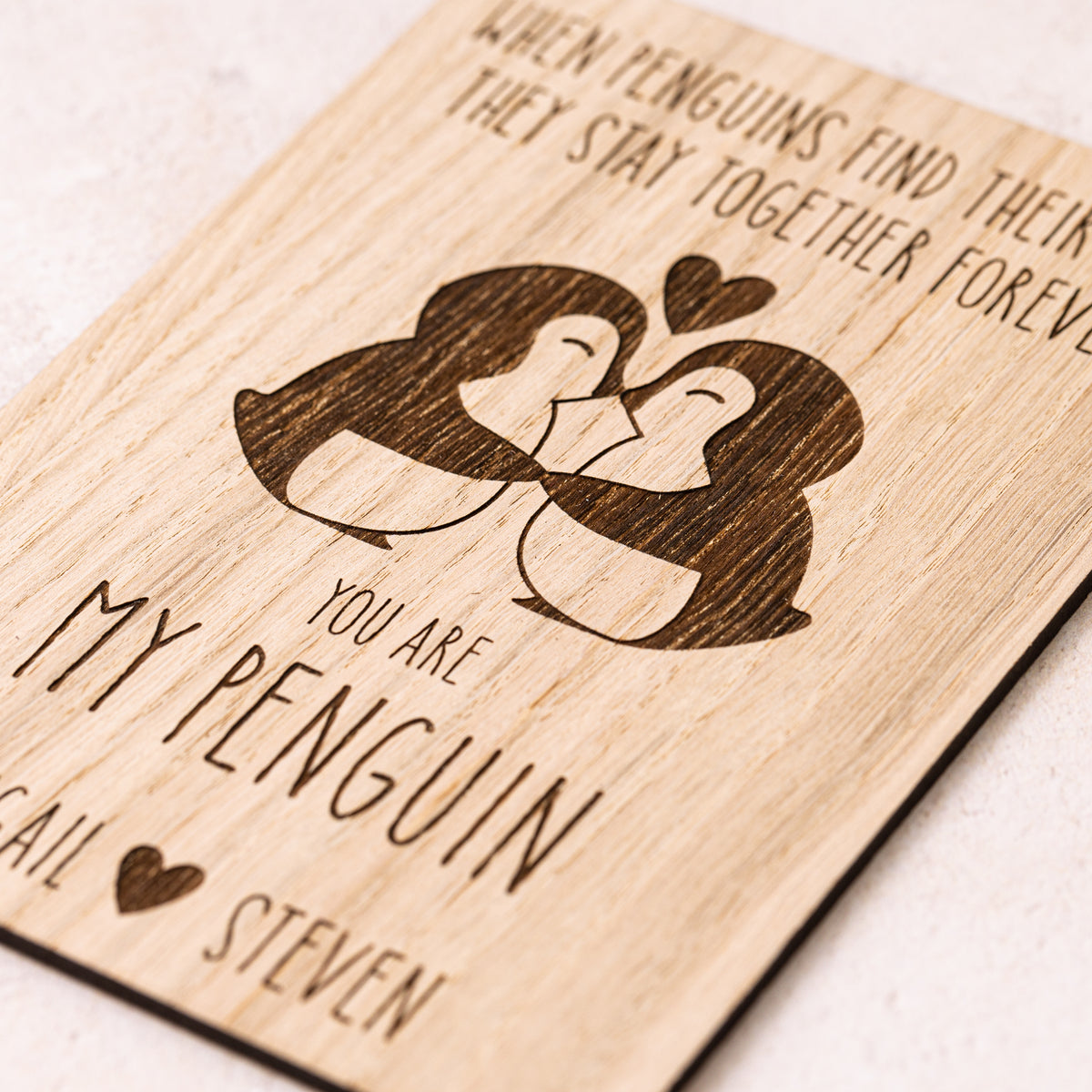&#39;You are my Penguin&#39; Wooden Valentine&#39;s Day Card