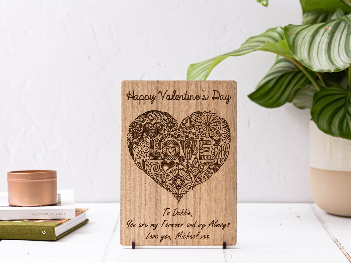 Love Heart Wooden Valentine&#39;s Day Card