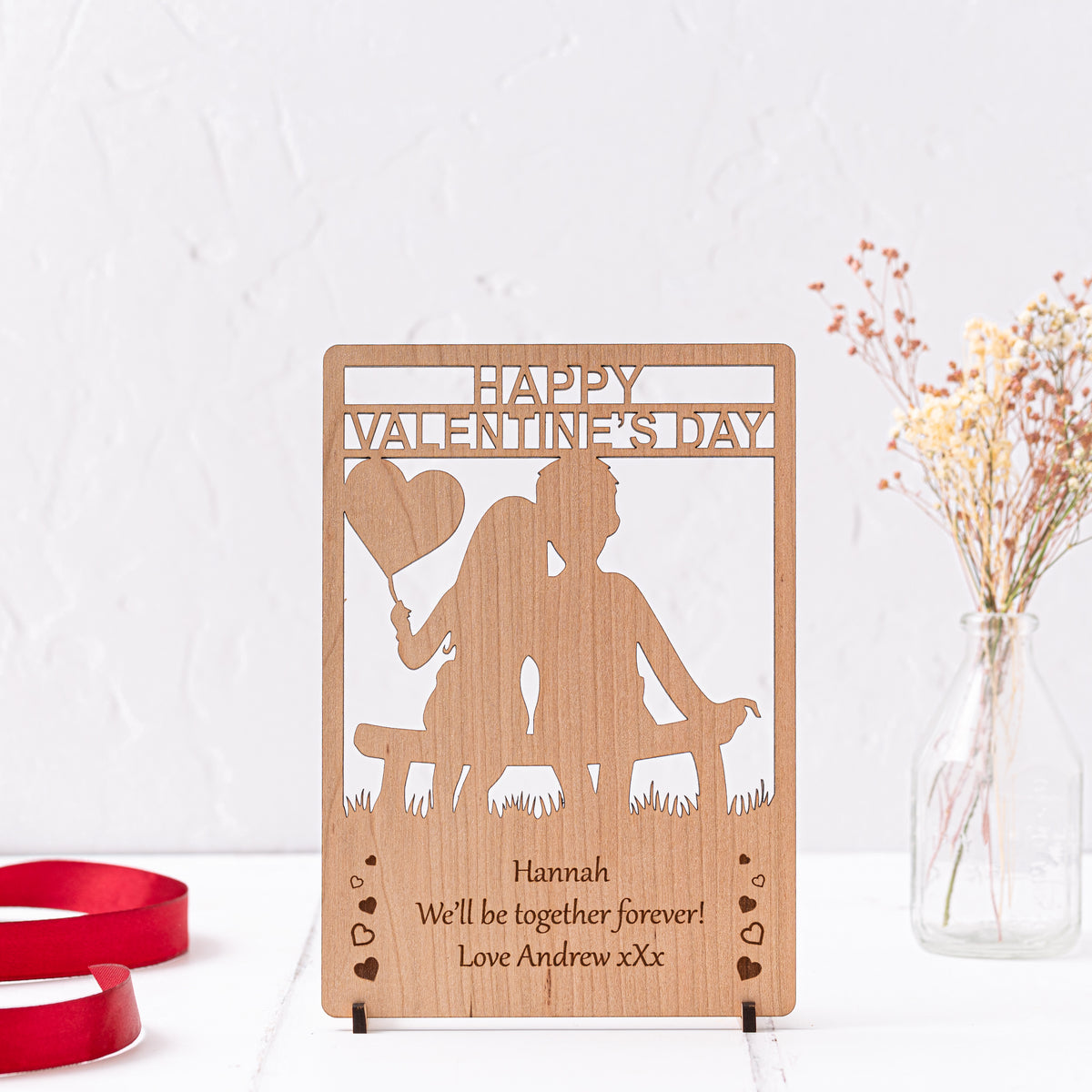 &#39;Couple in Love&#39; Wooden Valentine&#39;s Day Card