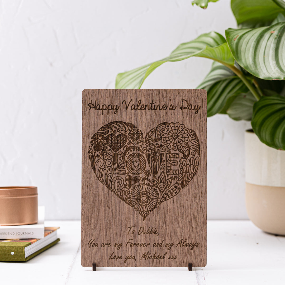 Love Heart Wooden Valentine&#39;s Day Card