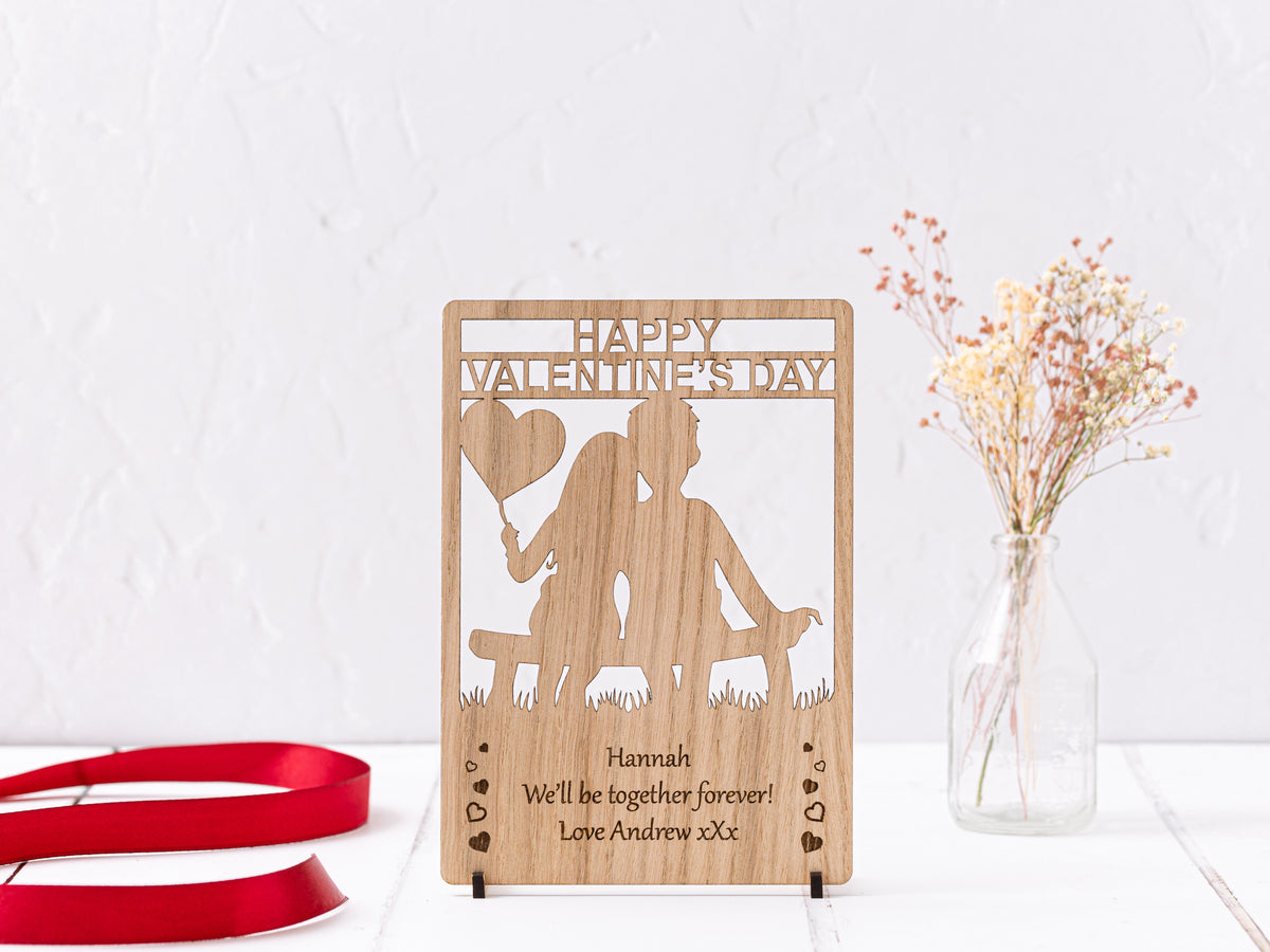 &#39;Couple in Love&#39; Wooden Valentine&#39;s Day Card